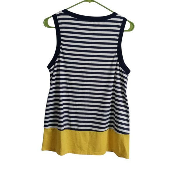 VENUS Women's Striped/Colorblock Tank Top Navy + White +Yellow Size Medium - Picture 2 of 8